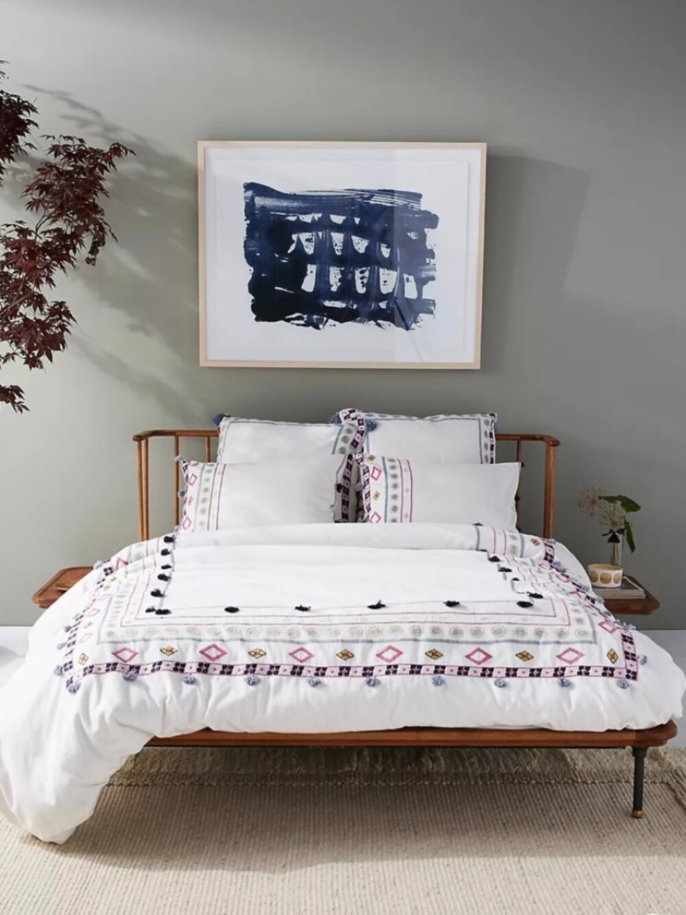Anthropologie Boho Meramec Embroidered Bedding Set